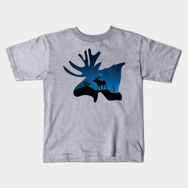 Moose lovers, forset moose silhouette Kids T-Shirt by mezy
